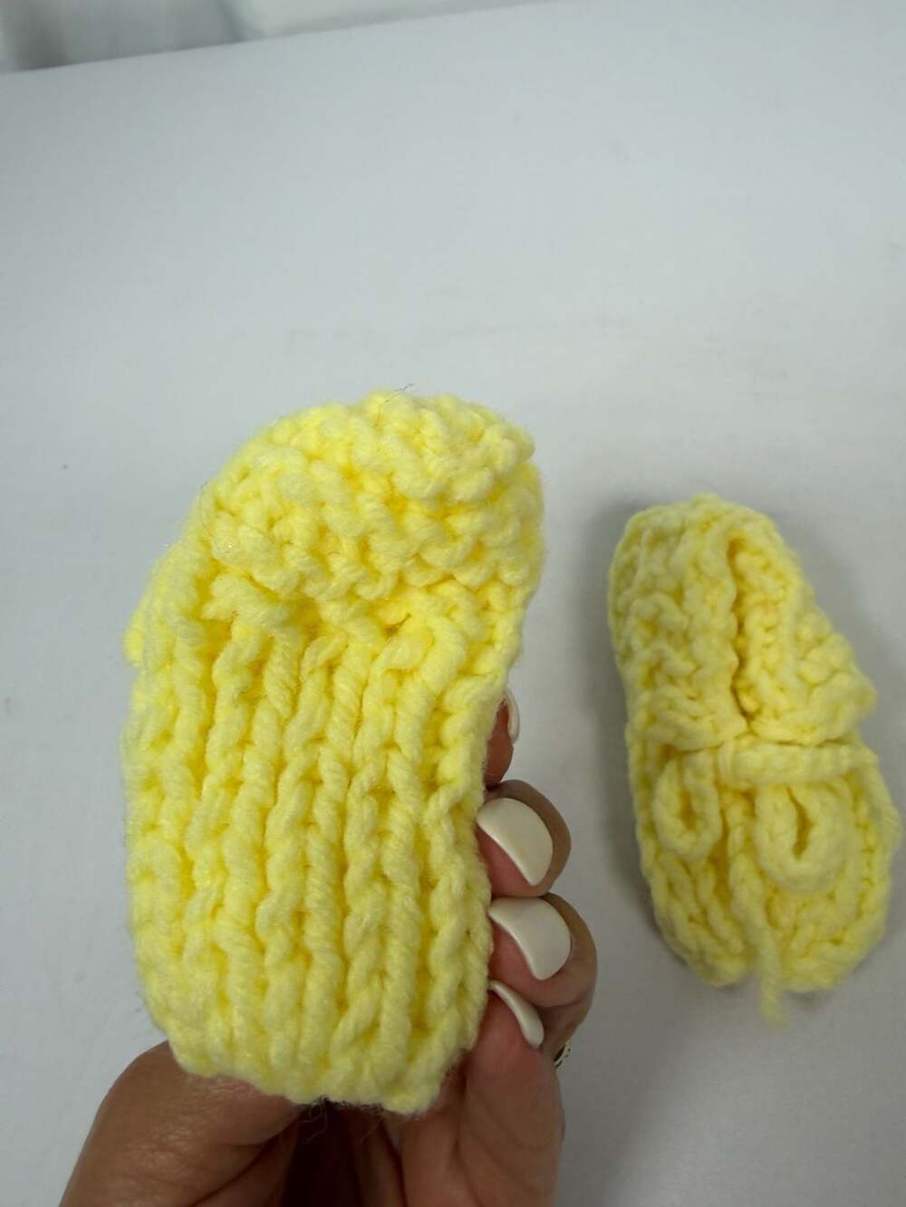 Handmade Crochet Baby Booties Newborn Yellow Yarn - Picture 2 of 3